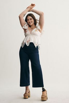 Maeve The Adaptive Colette Denim Cropped Wide-Leg Jeans