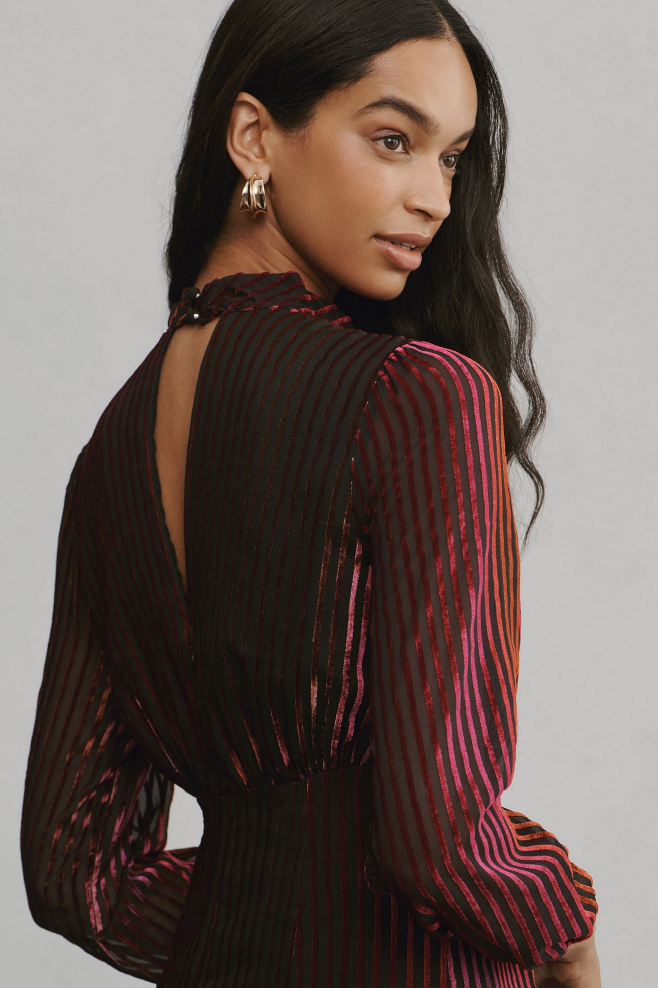 Long-Sleeve Cutout Tunic Mini Dress