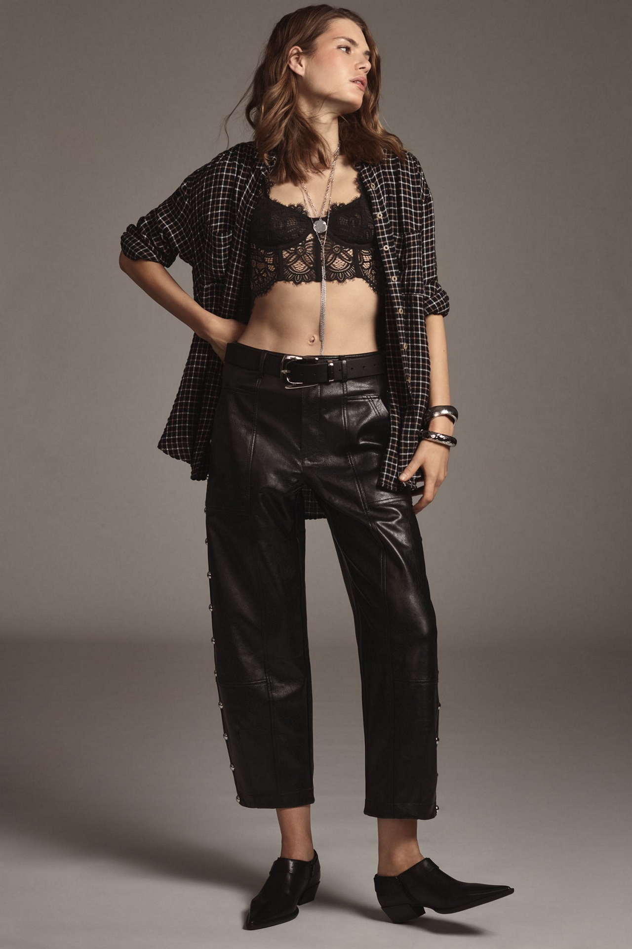 Vegan-Leather Utility Pants