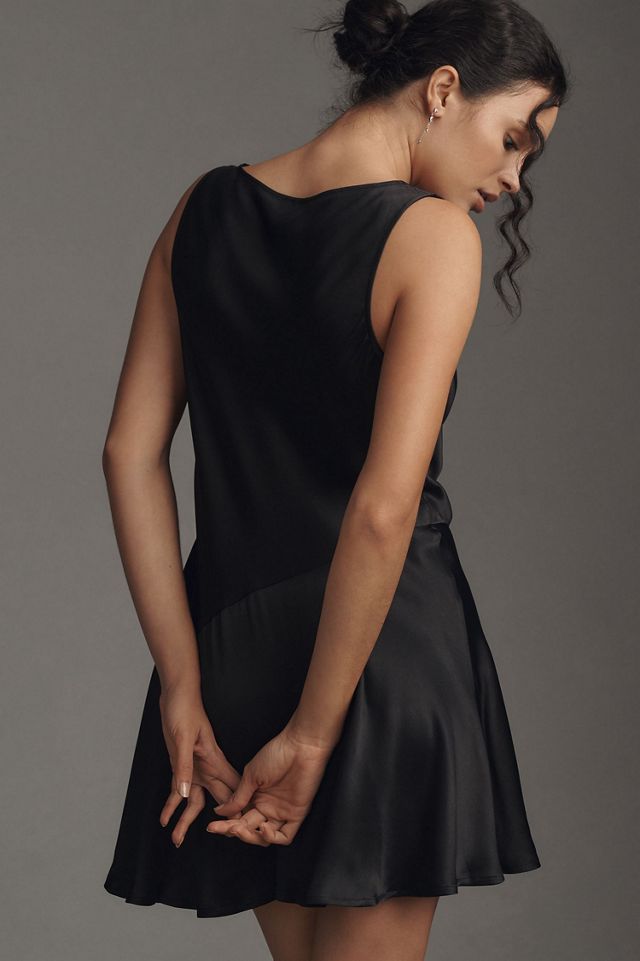 Cowl-Neck Satin Mini Dress #1