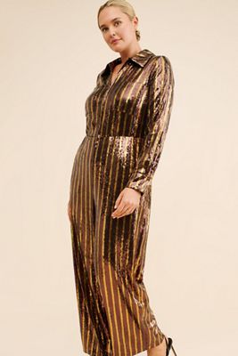 Eloquii Stripe Sequin Jumpsuit