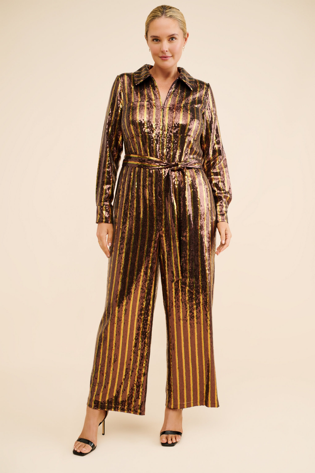 Eloquii Stripe Sequin Jumpsuit