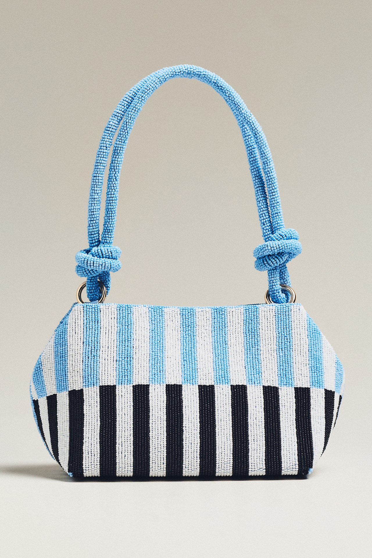 Beaded Knotted Double-Strap Slouchy Shoulder Bag