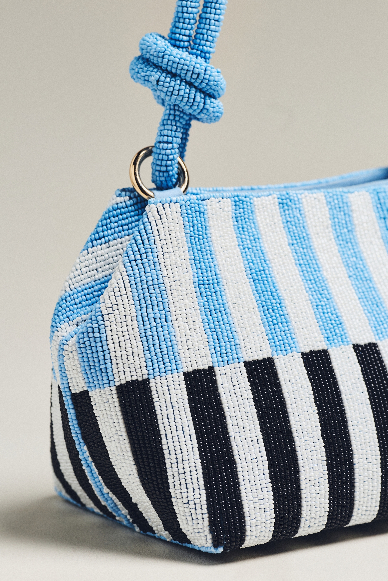 Beaded Knotted Double-Strap Slouchy Shoulder Bag