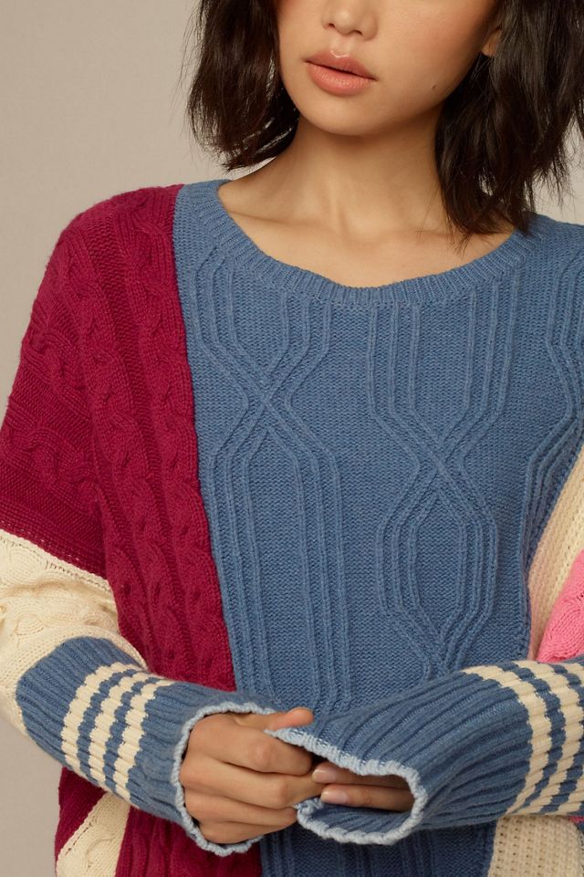 Maeve Colorblock Cable Sweater #2