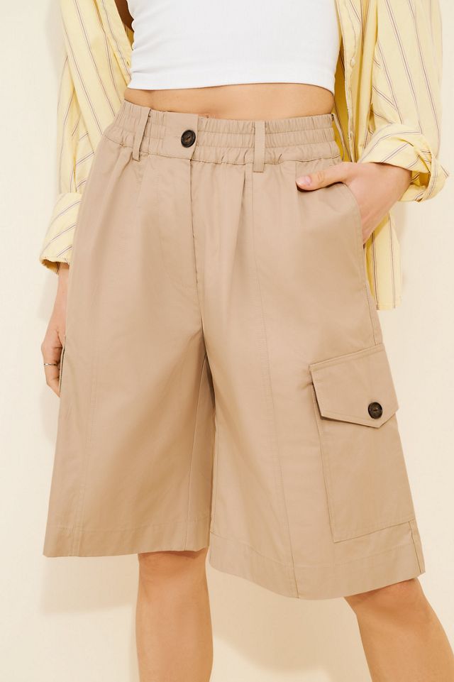 【GOLDEN BEAR】 (WOMEN) Bermuda Cargo Shorts Mohiass Bermuda Shorts for Women Cargo Shorts Knee Length 6