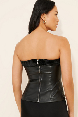 WeWoreWhat Faux Fur Trim Corset Top | Anthropologie