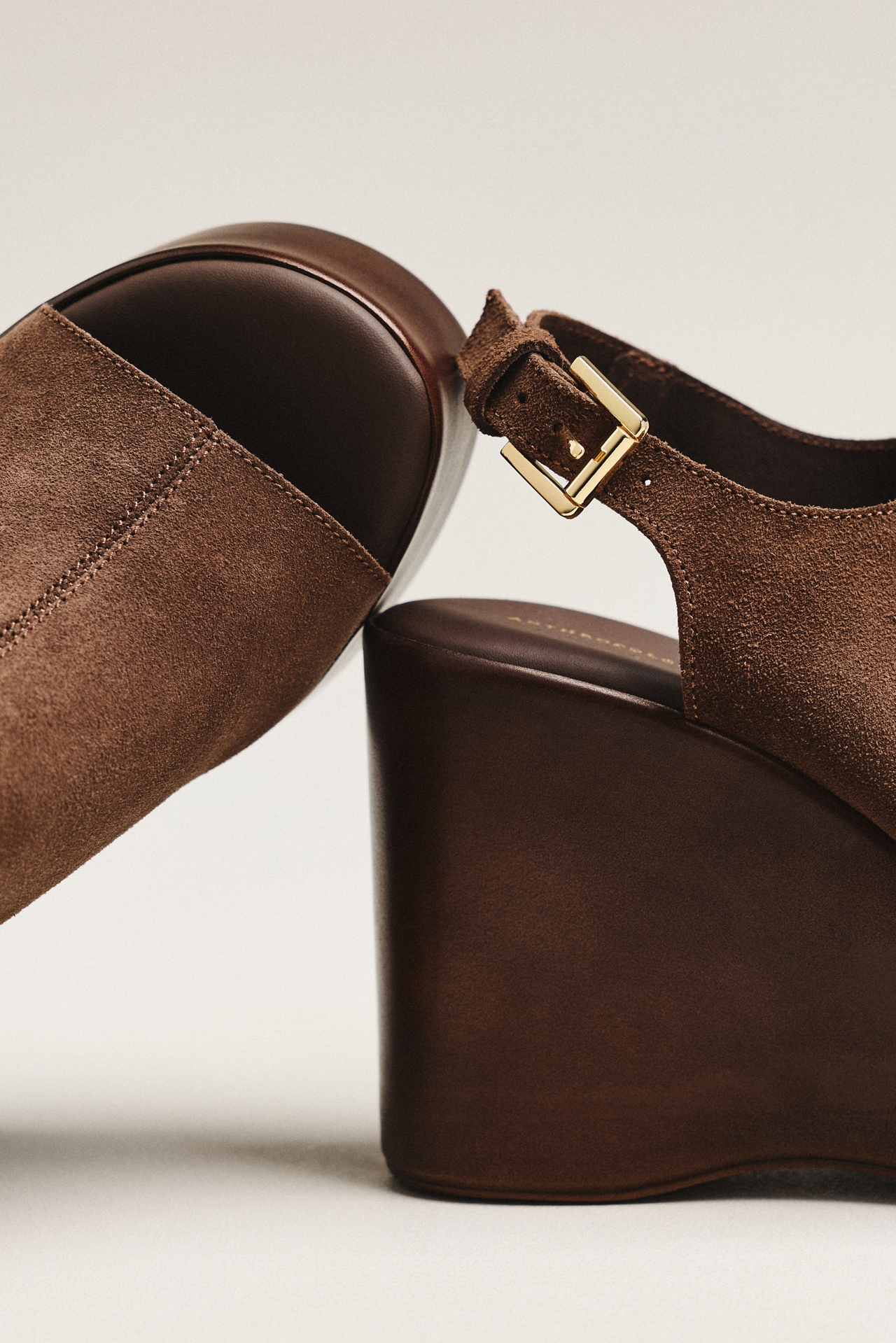 By Anthropologie Wood-Bottom Slingback Platform Wedge Heels