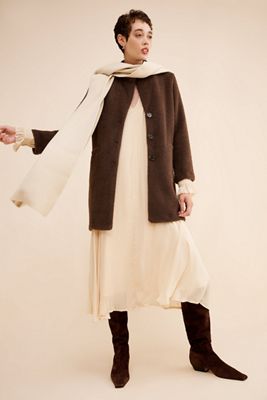 Long-Sleeve Pleated Twofer Sweater Midi Dress | Anthropologie