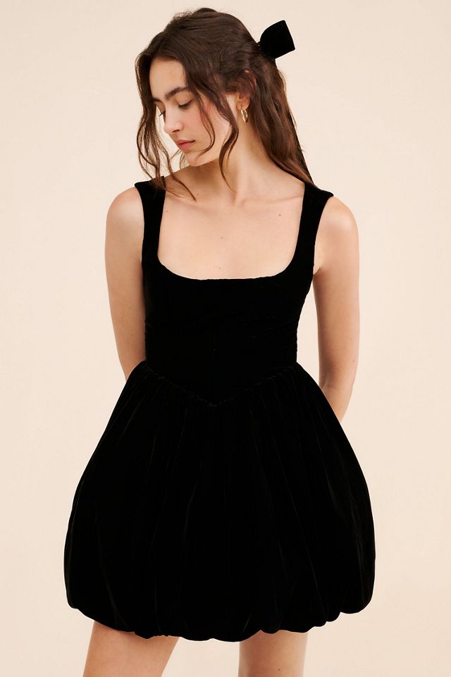 BHLDN Ariana Velvet Square-Neck Fit & Flare Mini Dress #3