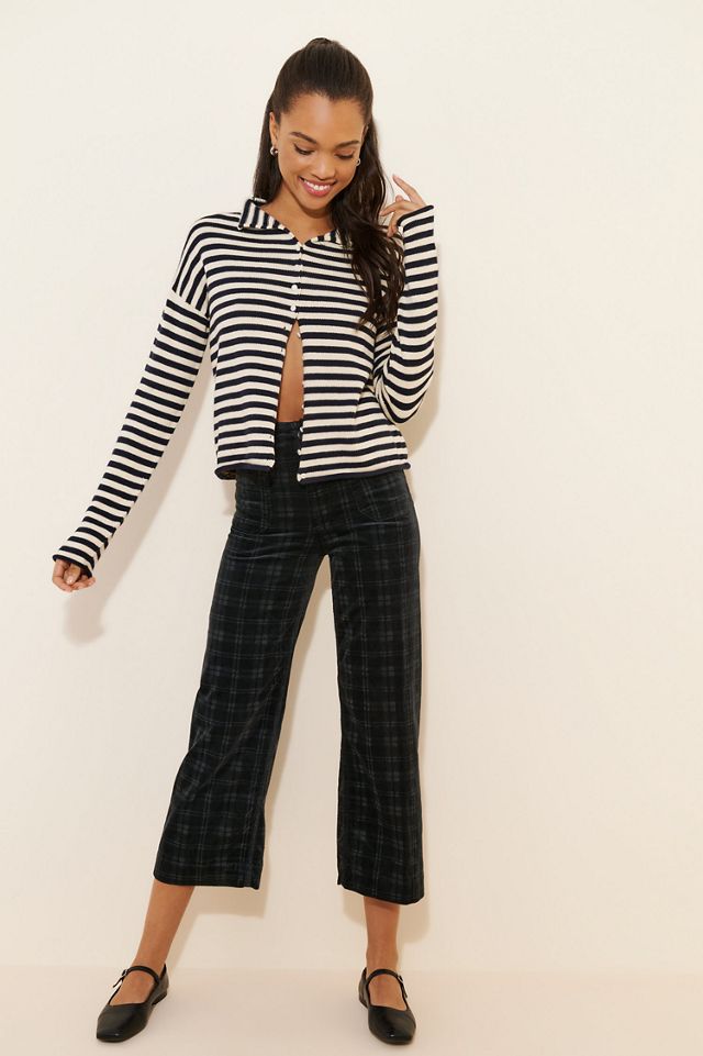 Maeve The Colette Cropped Wide-Leg Pants: Plaid Corduroy Edition #1