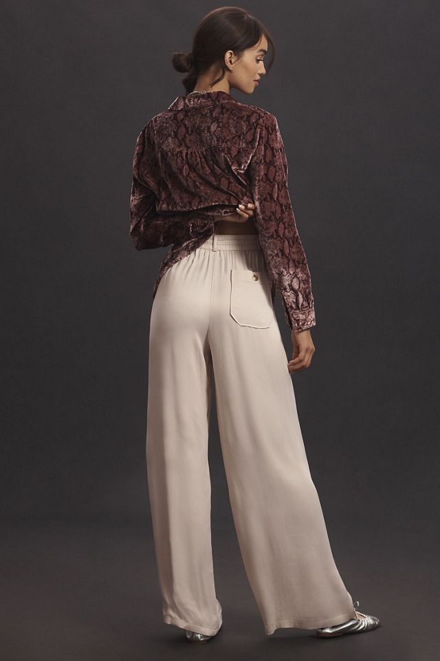 Maeve Straight-Leg Pull-On Silk Pants #3