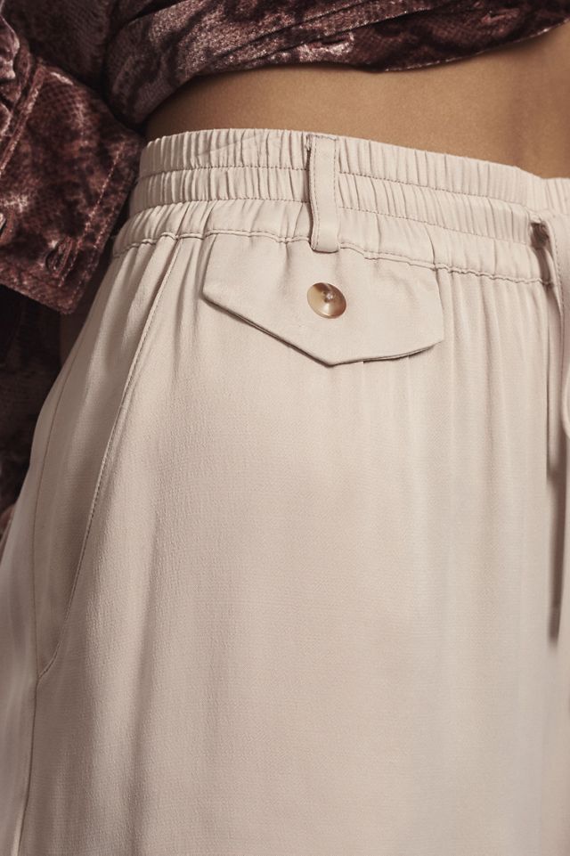 Maeve Straight-Leg Pull-On Silk Pants #2