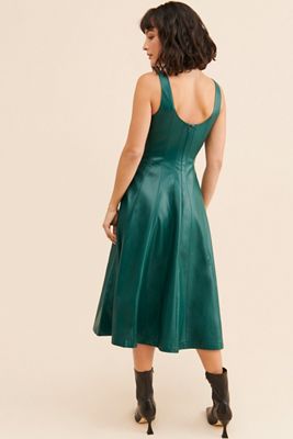 Avec Les Filles Vegan Leather Fit and Flare Dress