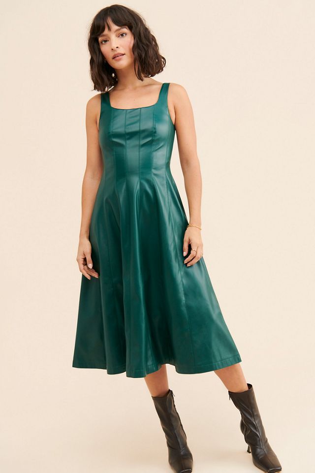 Avec Les Filles Vegan Leather Fit and Flare Dress #2