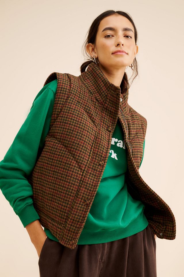 Avec Les Filles Houndstooth Front-Snap Quilted Vest #3