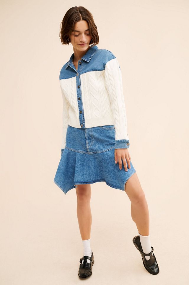 Dolan Denim Cable Mix Cardigan Sweater #1