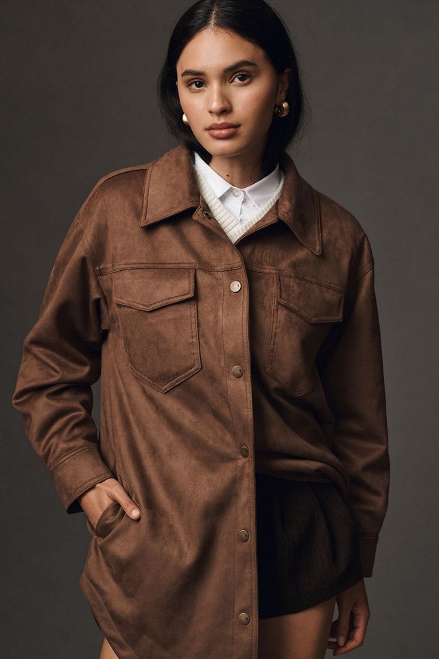 Pilcro The Tillie Relaxed Vegan-Suede Shirt Jacket #4