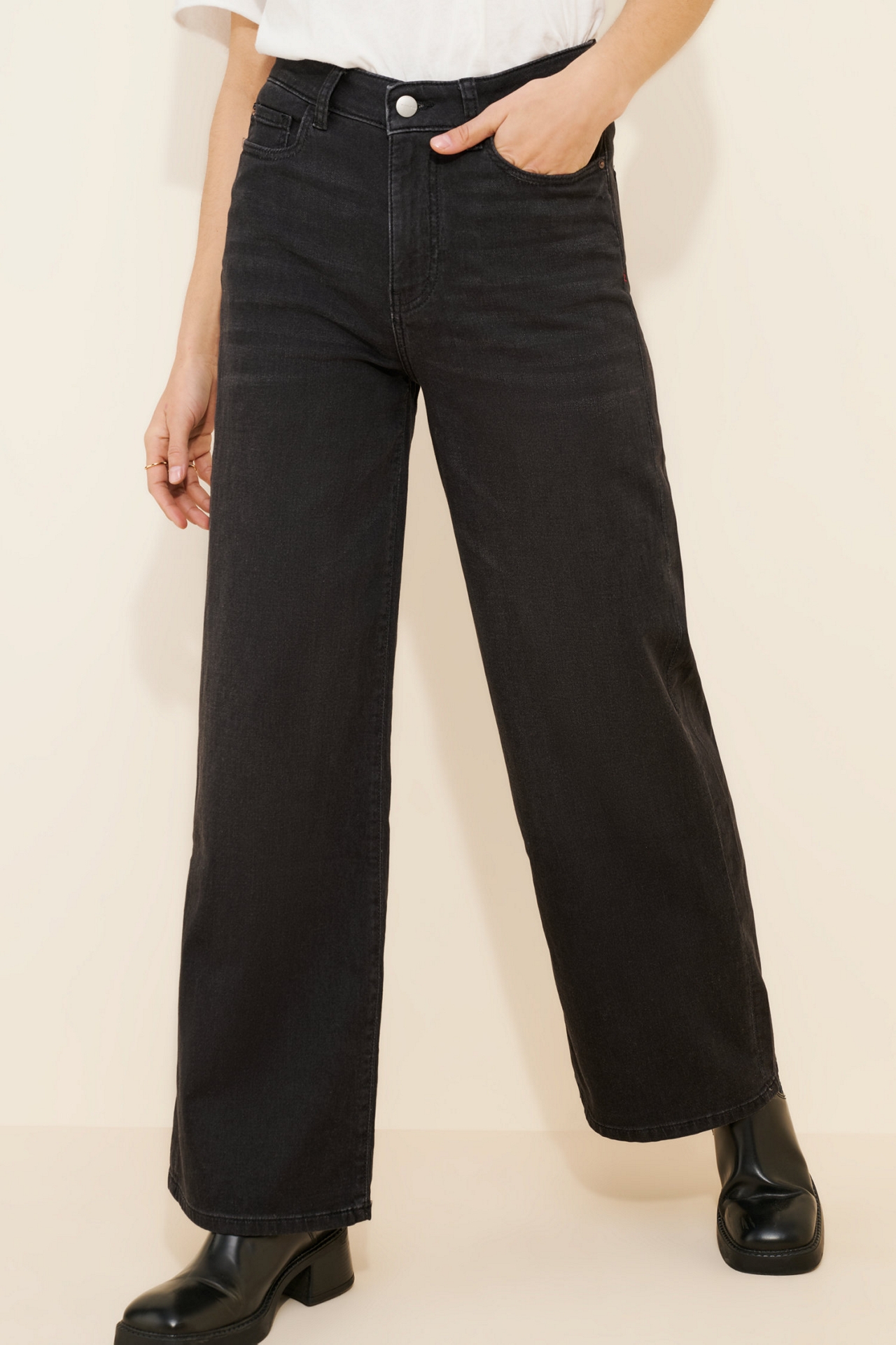 Warp + Weft Nce Relaxed Wide-Leg Knit Jeans