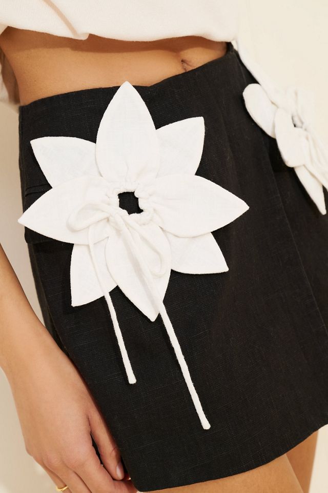 Aureta Linen Lilly Corsage Mini Skirt #4
