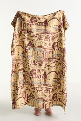 Damson Madder Two-Way Printed Woven Cotton Quilted Throw Blanket 