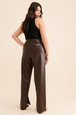 Eloquii Slit Hem Vegan Leather Pants