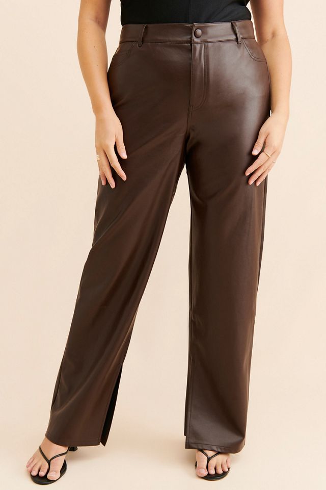 Eloquii Slit Hem Vegan Leather Pants | Anthropologie