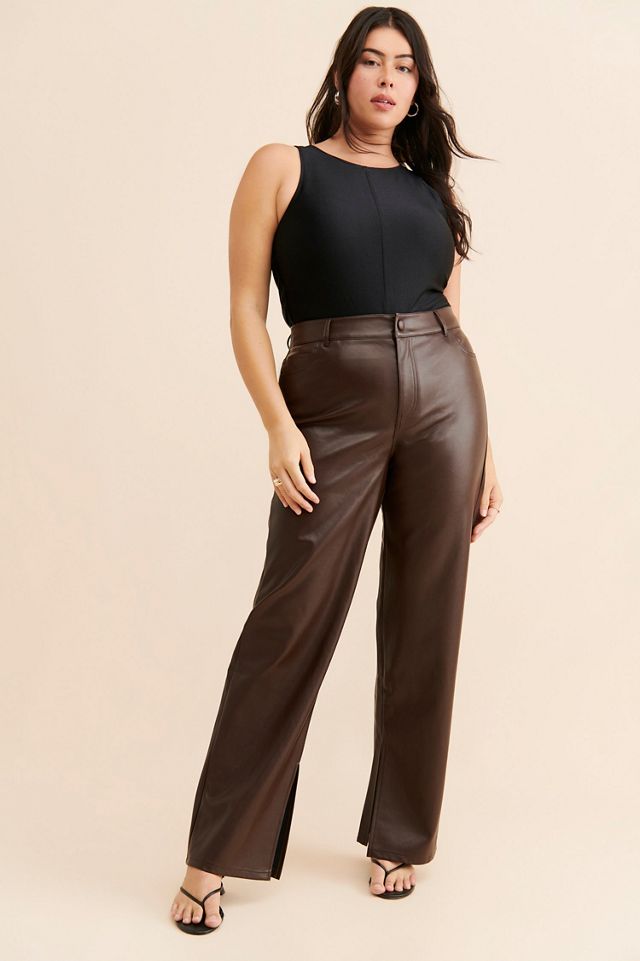 Eloquii Slit Hem Vegan Leather Pants #3