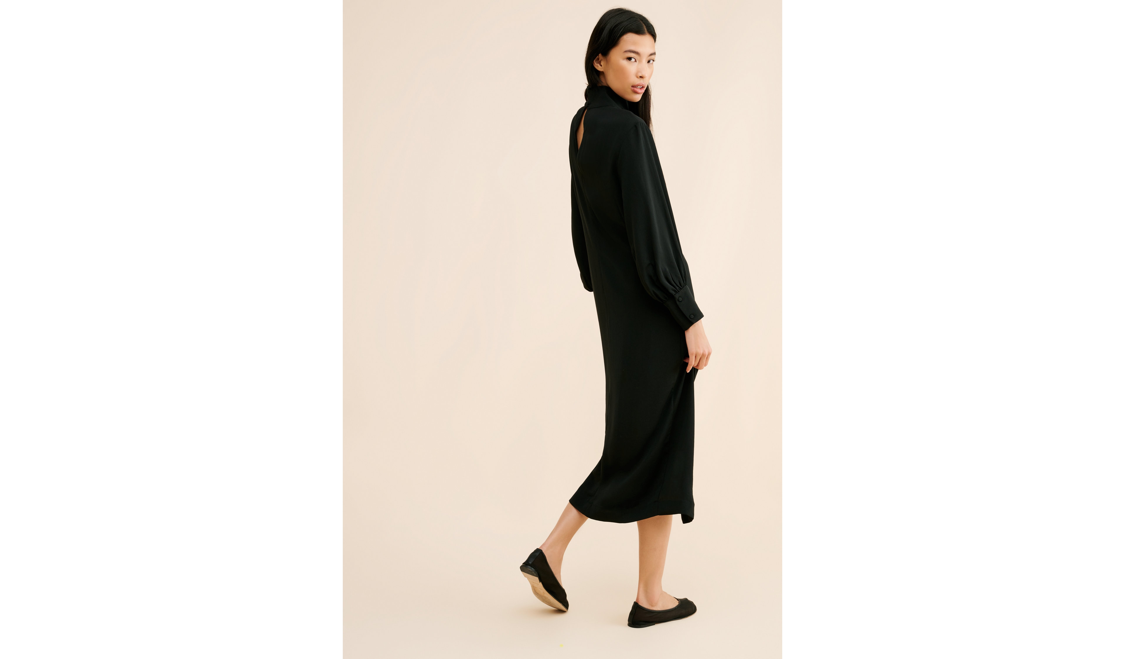 Maeve Long-Sleeve Mock-Neck Midi Dress
