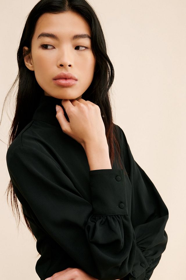 Maeve Long-Sleeve Mock-Neck Midi Dress #1