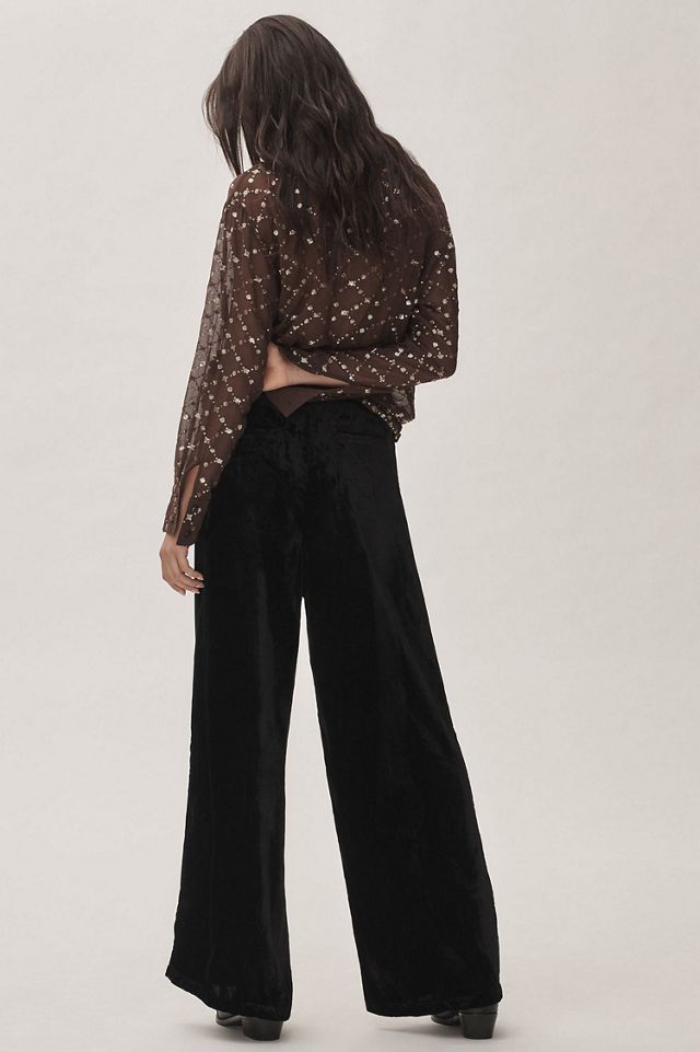 Wide-Leg Velvet Pants #3