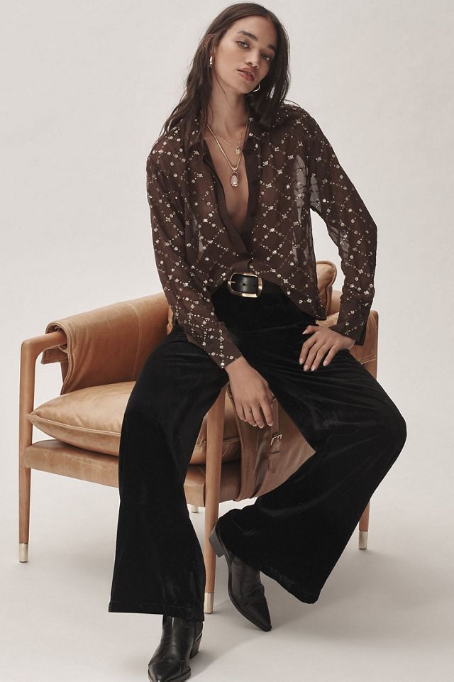Wide-Leg Velvet Pants #1