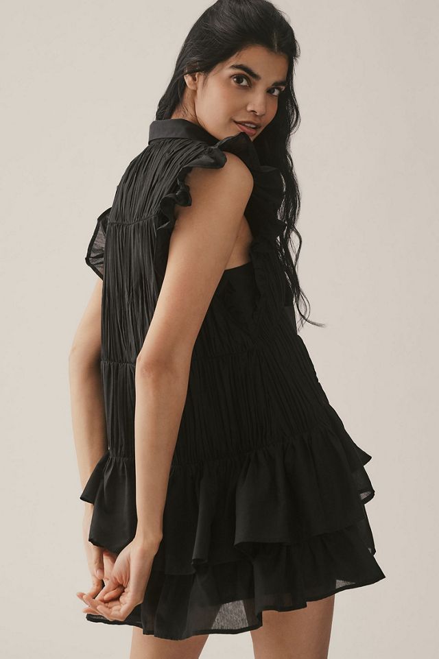 Sleeveless Ruffle Mini Shirt Dress #4