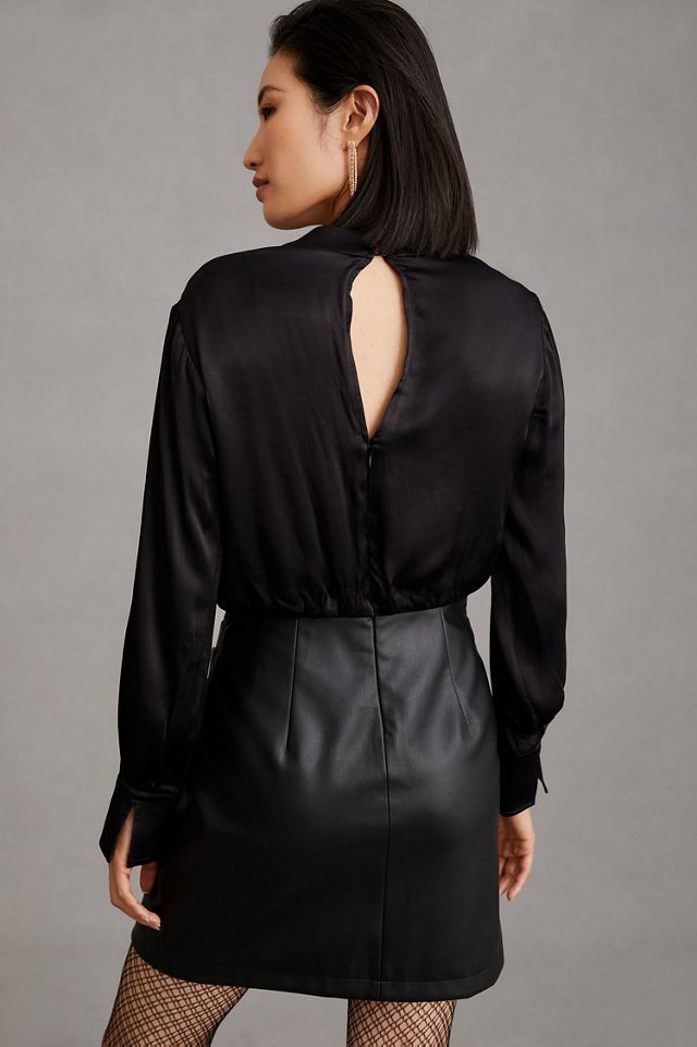 Maeve Plunge Vegan Leather Dress #1