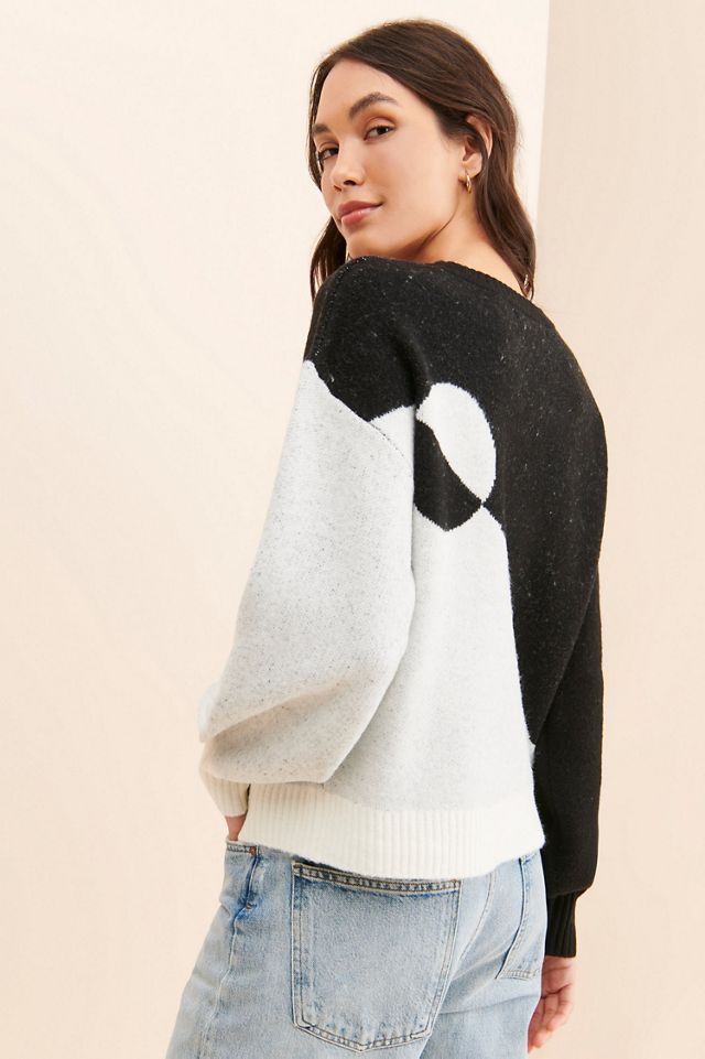 Flat White Half And Half Knit Sweater #2