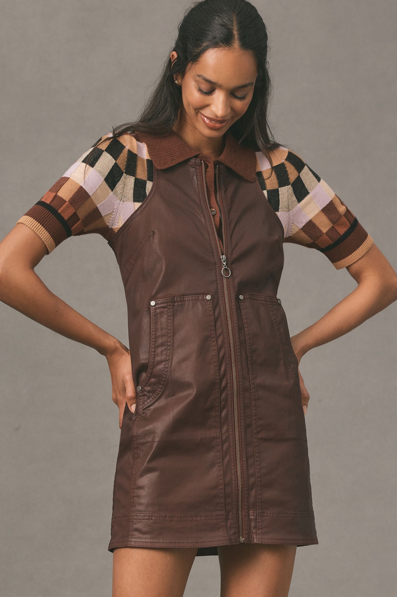 Pilcro Coated Crewneck Mini Dress