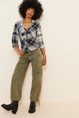 Pilcro Ruched Collared Blouse