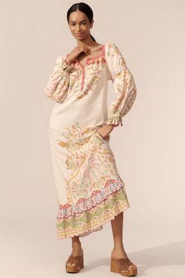 FARM Rio Printed Linen Blend Dress