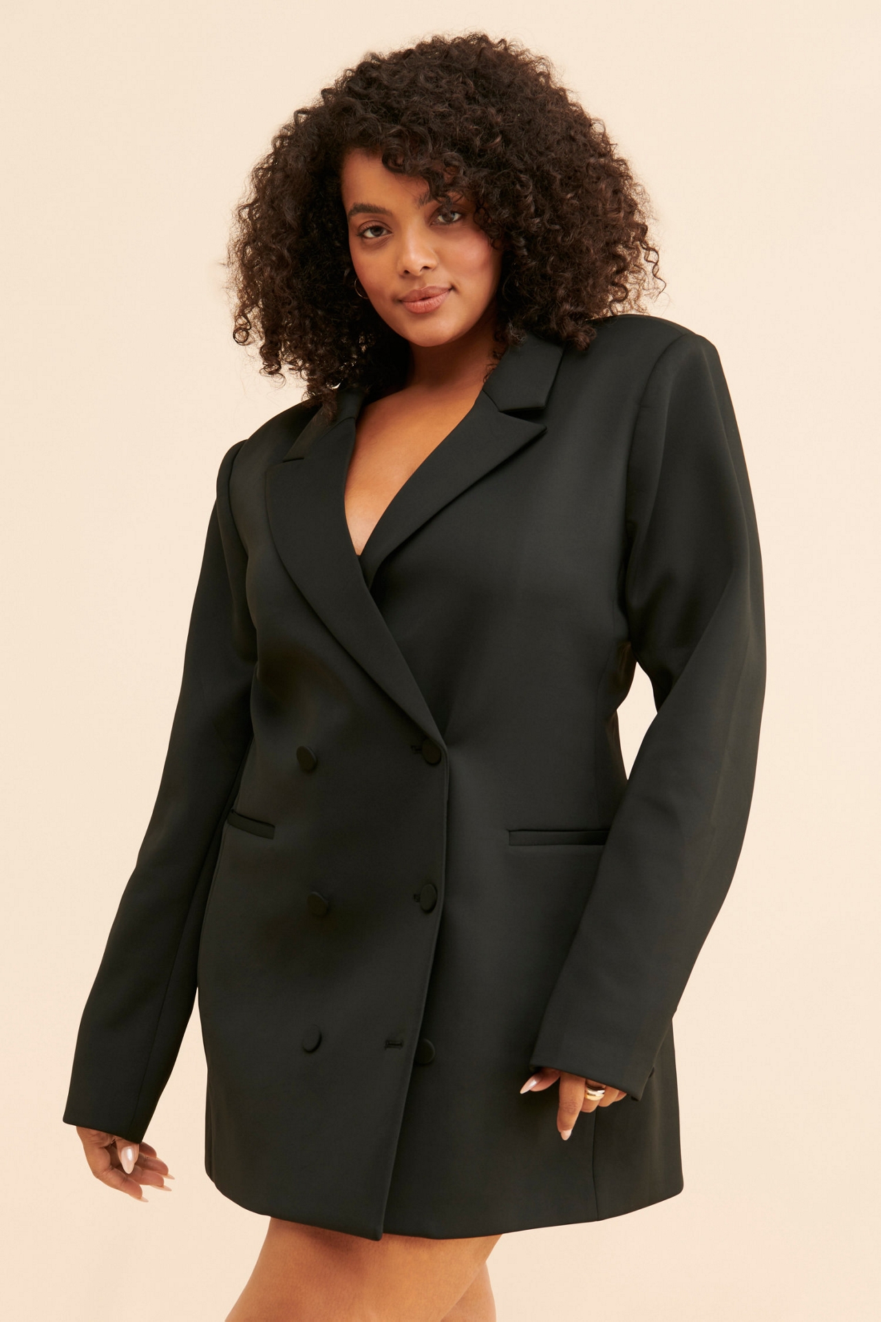 Good American Shiny Scuba Exec Blazer Dress