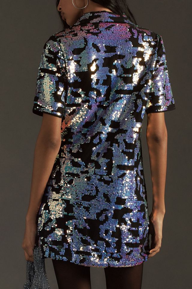 Bhanuni by Jyoti Short-Sleeve V-Neck Sequin Mini Dress #3