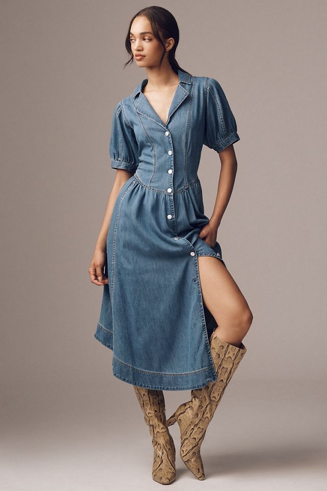 green emerald velvet dress Pilcro Denim Vest Twofer Midi Dress