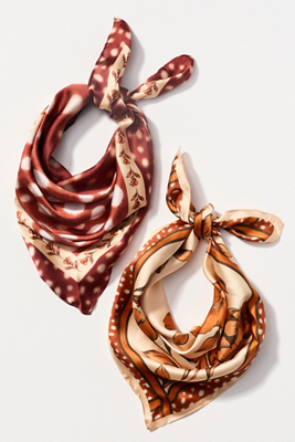 By Anthropologie Mod Farm Hair Scarves, Set Of 2 In Red