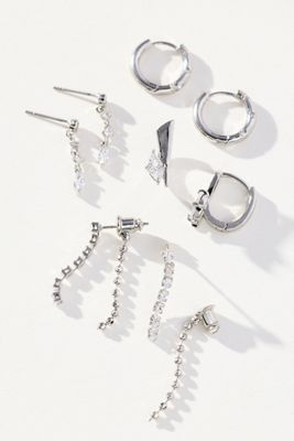 Dripped Crystal Earrings, Set of 4