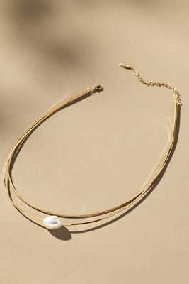 By Anthropologie Pearled Layer Necklace In Gold
