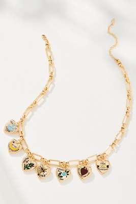 By Anthropologie Heart Charm Link Necklace In Gold