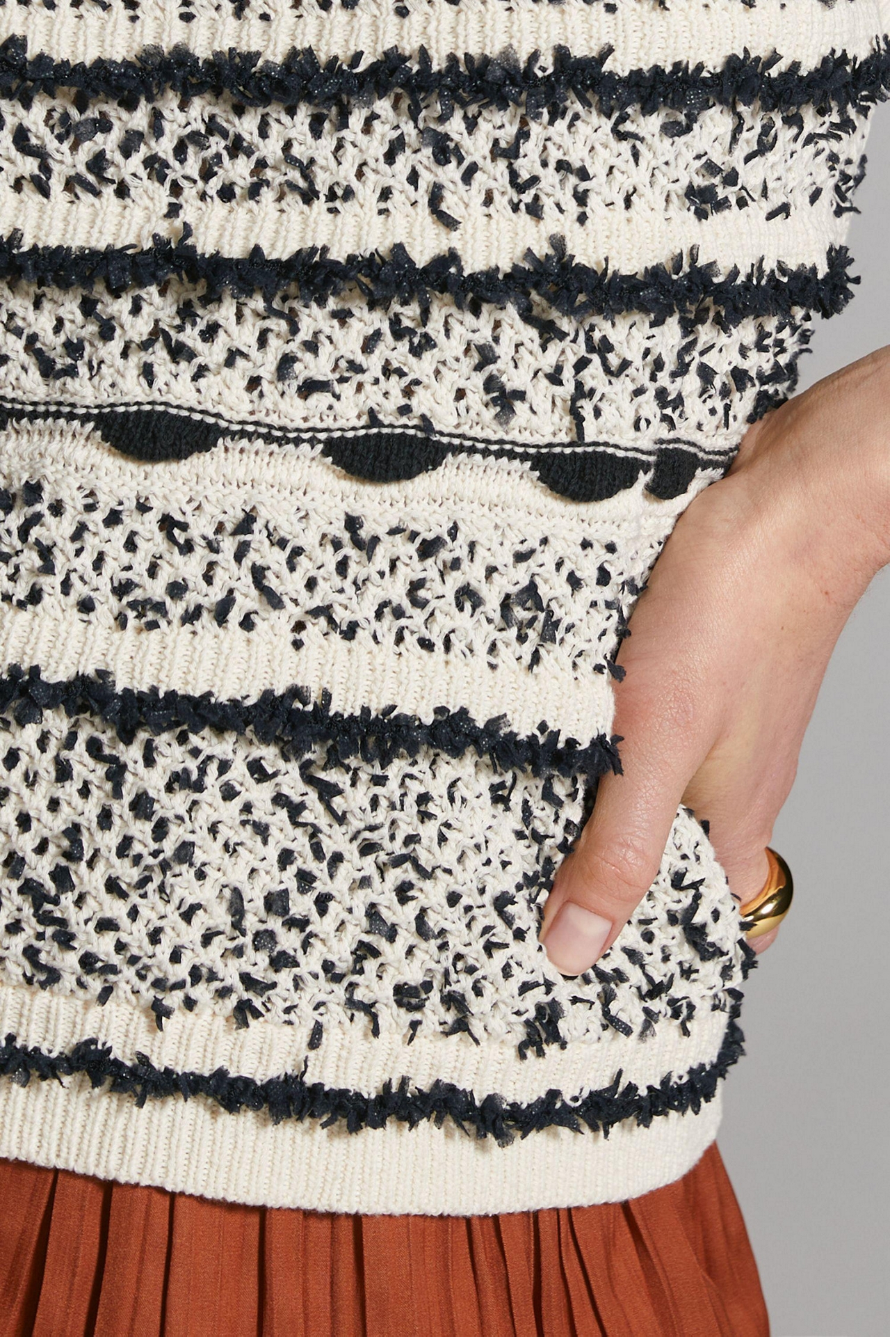 Pilcro Stripe Ruffled Sweater