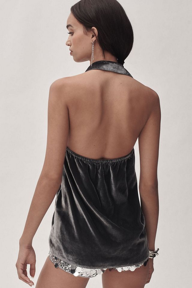 The Dylon Sleeveless Wide-Placket Top: Velvet Edition #1