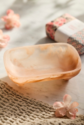 Terrain Marbled Resin Soap Dish In Pink