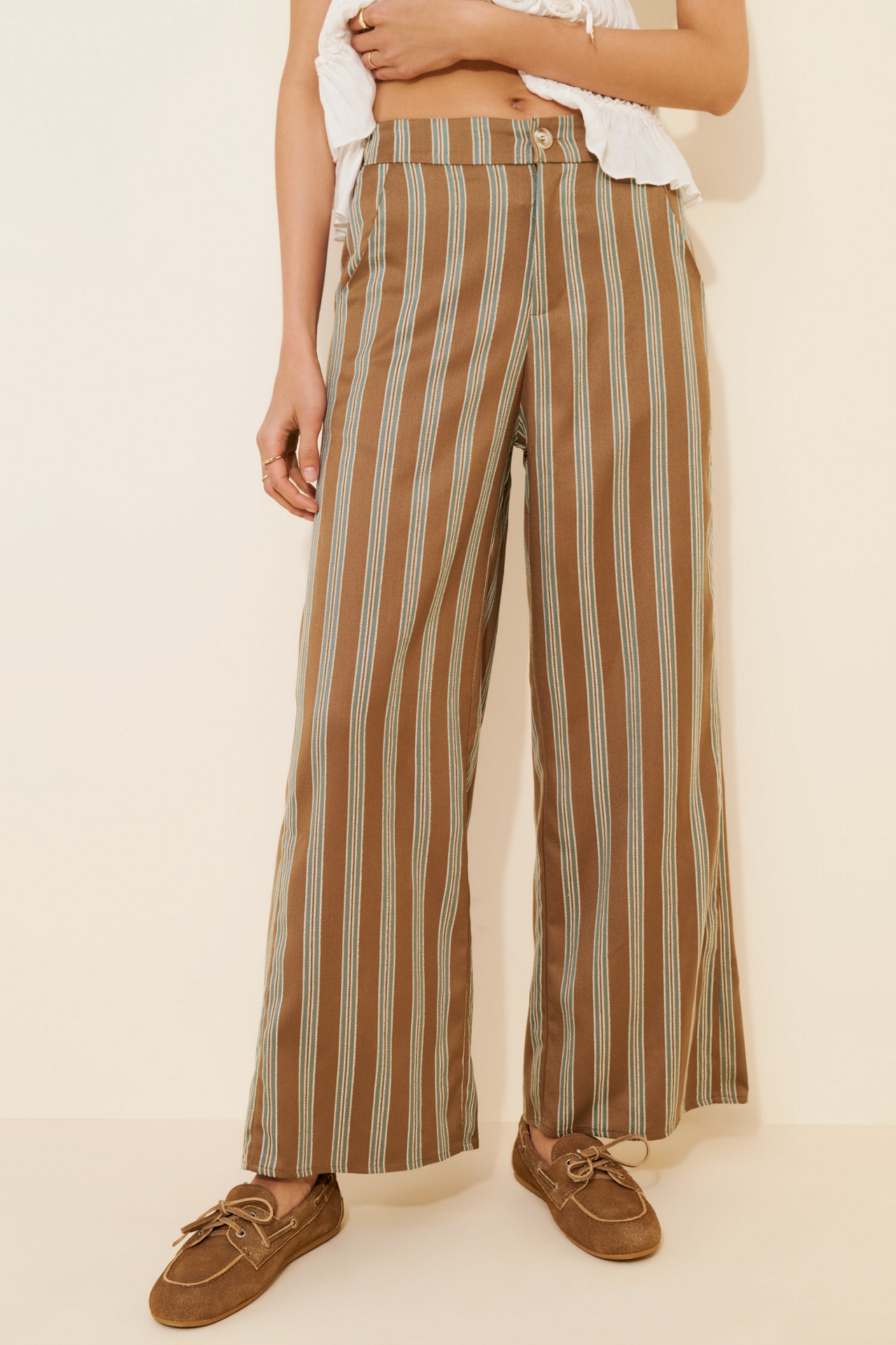 Little Lies Stripe High-Rise Wide-Leg Pants