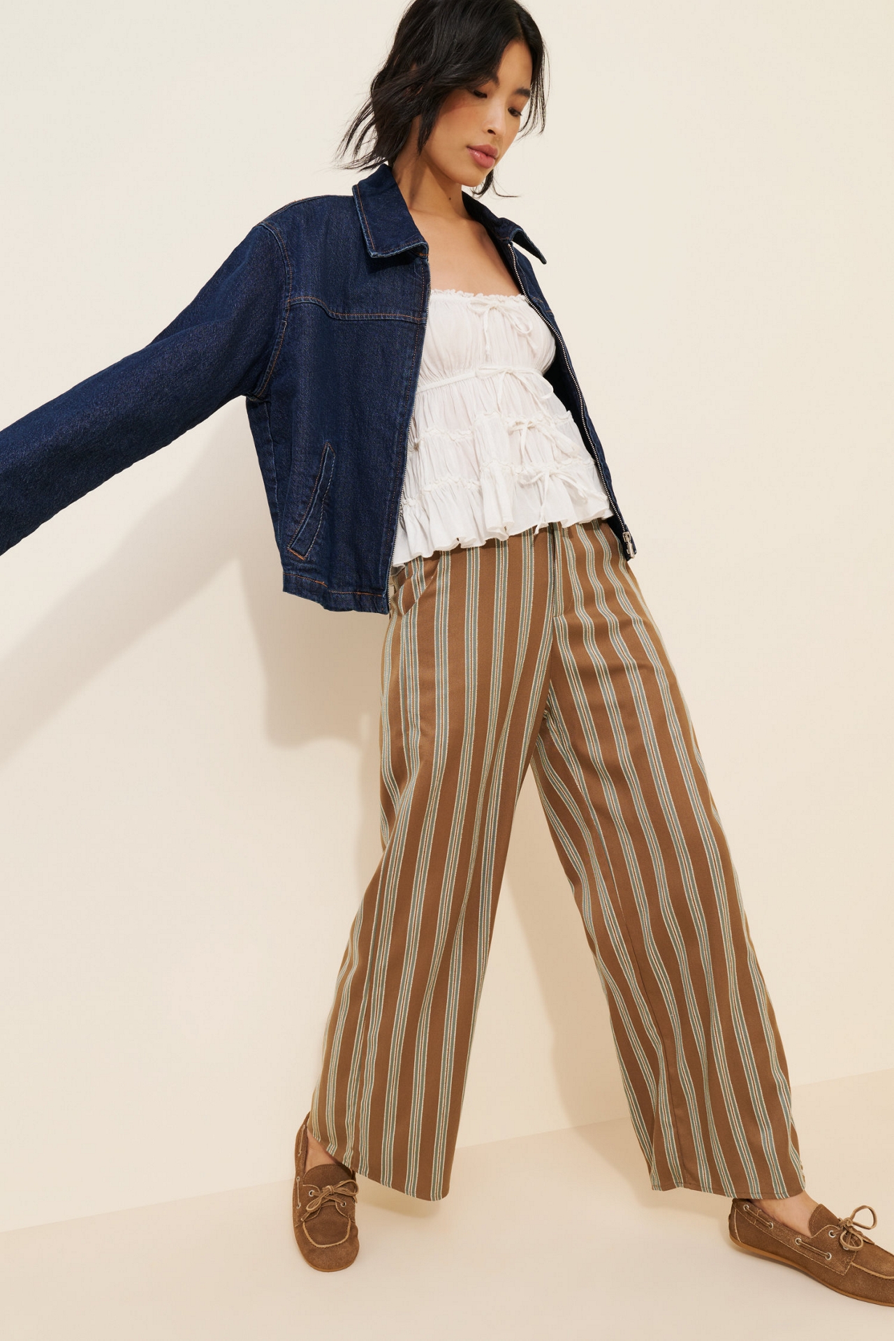 Little Lies Stripe High-Rise Wide-Leg Pants
